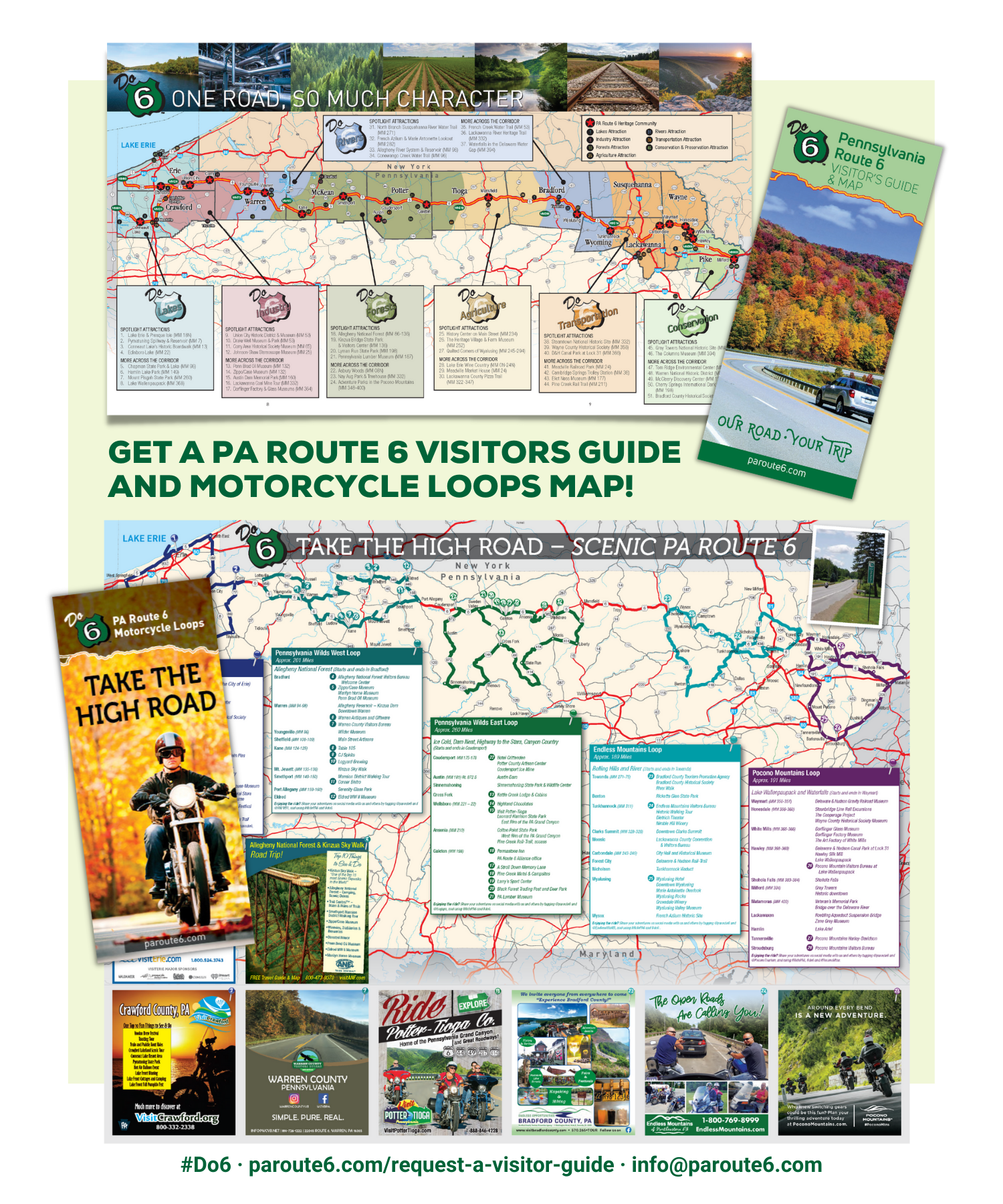 Get a PA Route 6 Visitors Guide and Motorcycle Loop Map