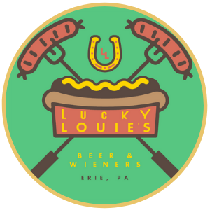 Lucky Louies Beer and Wieners circle button