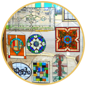 Stained Glass Reflections circle button