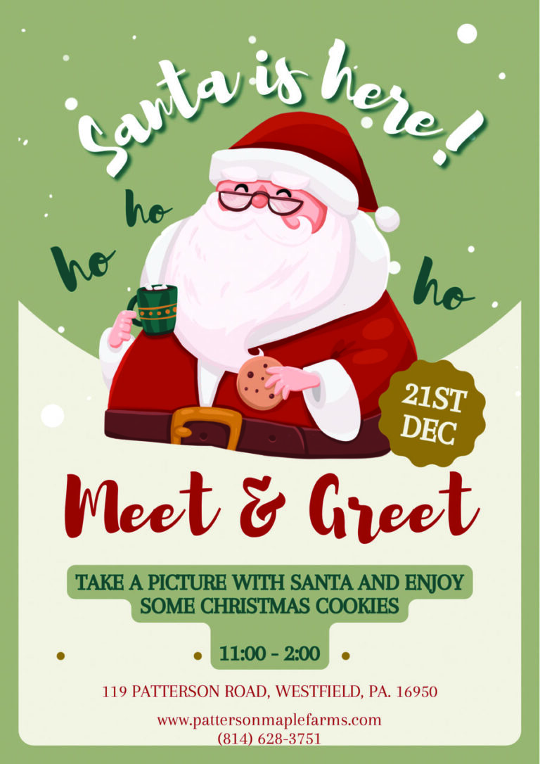 Red and Green Santa Claus Meet and Greet Christmas Event Poster 768x1086